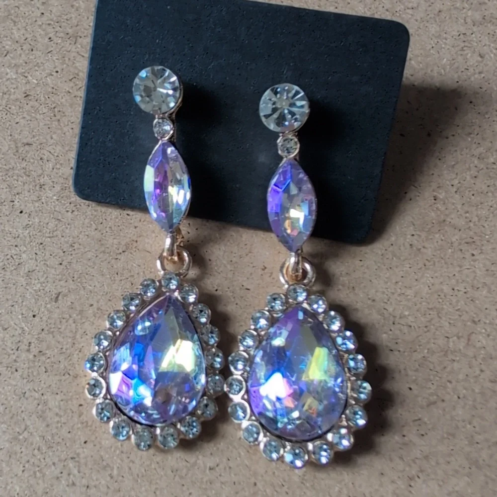 Elegant Purple Crystal Drop Earrings
